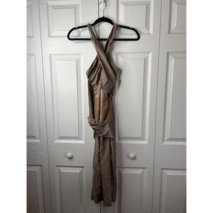 Michael Costello Revolve Philip Taupe Cutout Midi Dress Women's Size Small S